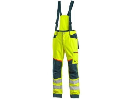 Nohavice CXS BEDFORD, výstražné, pánske, softshell, žlto-petrolová, veľ. 46