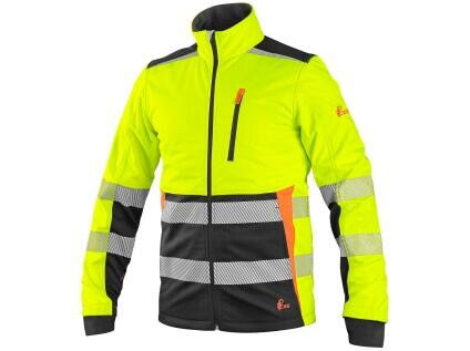 Bunda CXS BENSON, výstražná, softshell, žluto-černá