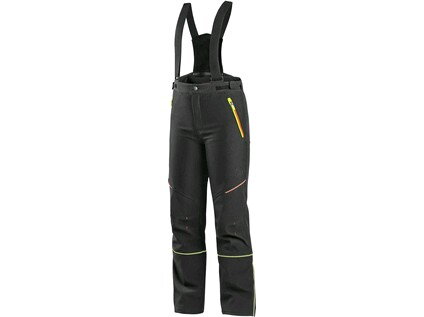 Nohavice CXS TRENTON, zimné softshell, detské, čierne s HV žlto/oranžové doplnky, veľ. 120